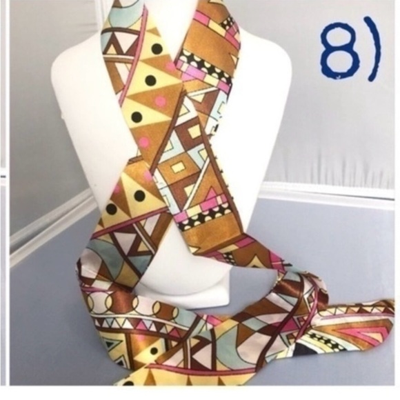 TWILLY SKINNY SILK SCARVES l Silk BAG WRAP l Silk Tie Scarf - Picture 1 of 4